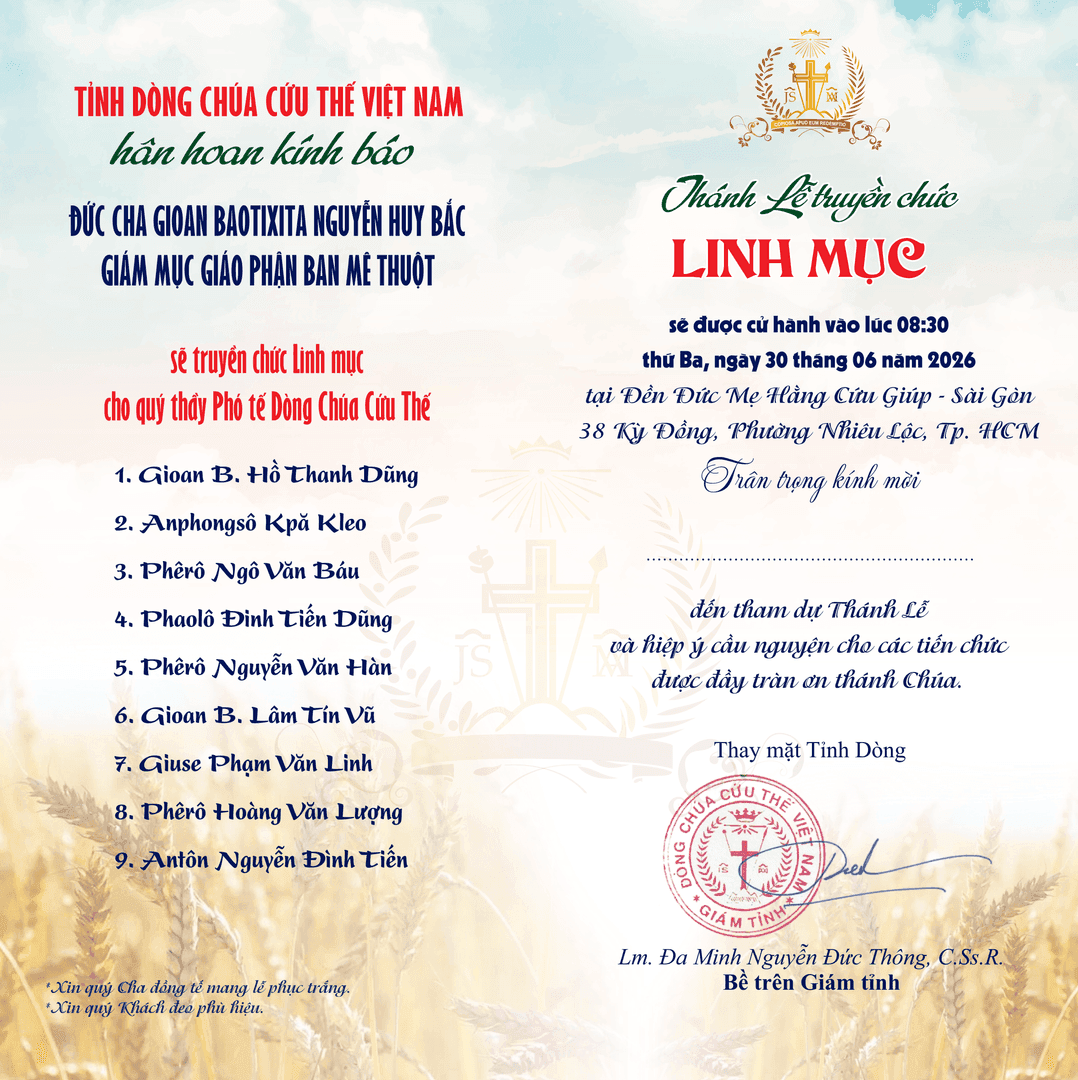 Thánh Lễ truyền chức Linh mục 2026